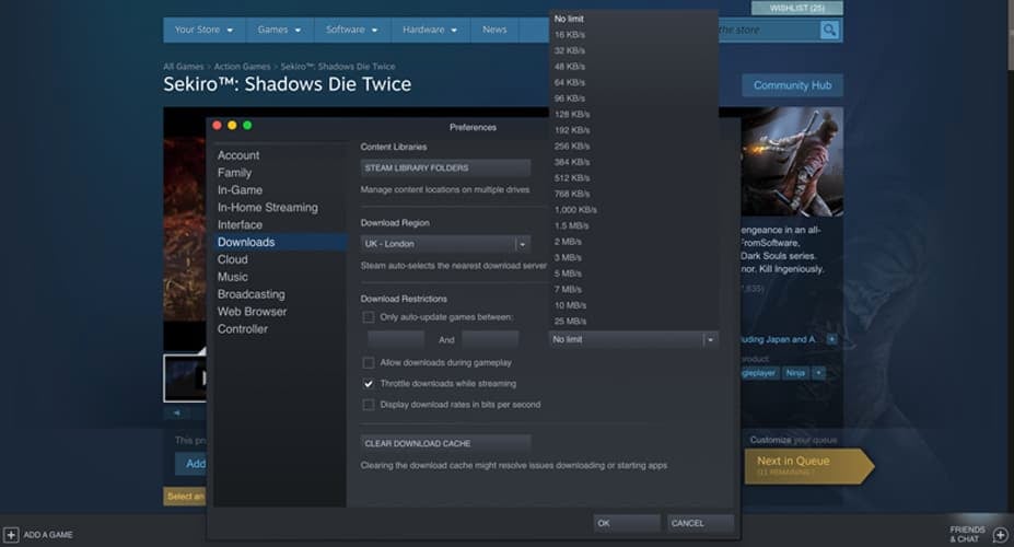 how can i increase steam download speed